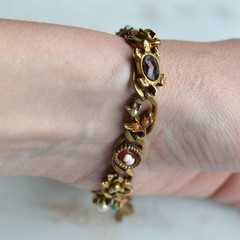 Vintage Signed Goldette N.Y. Victorian Revival Slide Bracelet