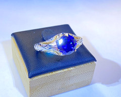 Vintage Sterling Silver Gold Plated Vanna K White & Blue CZ Ring Size 10