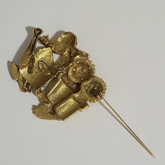 Vtg Danecraft Brooch Pin Gardening Tools Gardner Flower Pots Watering Can Estate