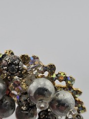 Juliana D&E Brooch #808 Silver Tone Dangle Balls Gold Tone Puddling Rhinestones