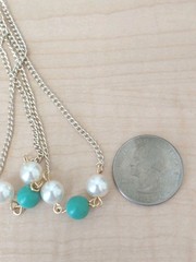 Vintage Necklace /Gold Tone- Faux Pearl and Faux Jade 1960’s / 32 In Length