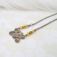 Small Art Nouveau Lovebird Necklace, Handmade Antique Brass Handmade Jewelry