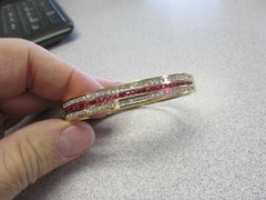 Stunning 6.00 ctw Princess cut Ruby and Diamond Bangle Bracelet 6.5in Make Offer