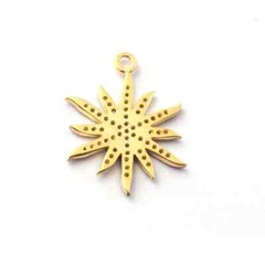 1 Pc Pave Diamond Sun Charm 925 Sterling Vermeil Pendant ,Diamond Findings,