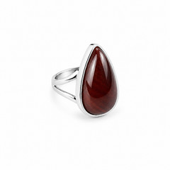 Unique Premium Red Red Tiger’S Eye 925 Sterling Silver Teardrop Ring US#7