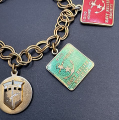 Vintage US NAVY Relief Society Charm Bracelet Gold Tone Military Engraved