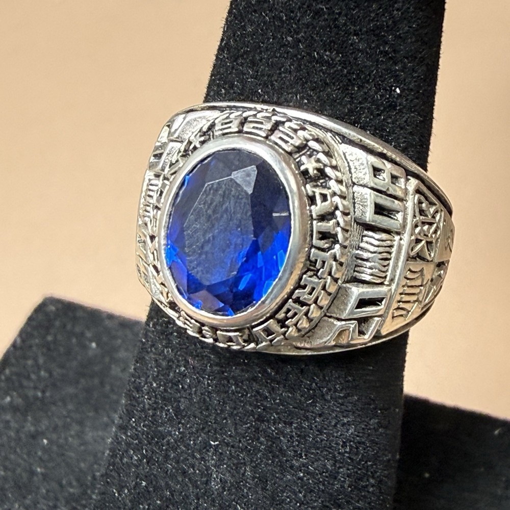 REED & CO Sterling 2008 Lab-Created Sapphire School Ring Size 6