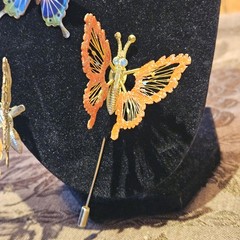 Vintage BUTTERFLY Pins Lot Of 8 AAI, D’ovlan, Damascene Enamel, Mesh