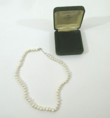 Vtg Irregular Pearl Beaded String Necklace w/ Sterling .925 Clasp 18” Length
