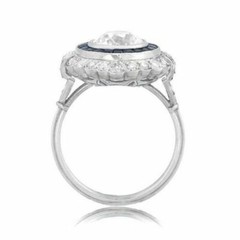 Art Deco Round Lab Created Diamond & Sapphire 14k White Gold Filled Wedding Ring