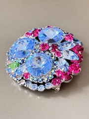 RARE Vintage Verified JULIANA D&E Ice Blue Rivoli Stone Brooch & Earring Set
