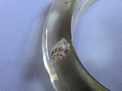 Vintage Clear Lucite Acrylic Resin Bangle Bracelet Real Inlaid Seashells Bin 12