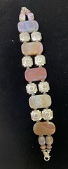 Purple Gemstone Nuggets Link Bracelet Stone Sterling 7” Vintage C13p