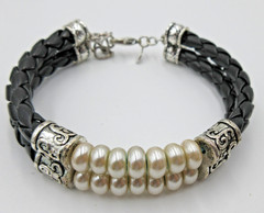 VTG Set Lot PREMIER DESIGNS NECKLACE BRACELET WATCH Faux pearl black silver tone