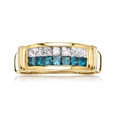 Vintage 1.00 ct. t.w. White and Blue Diamond Ring in 14kt Yellow Gold. Size 7