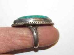 Sterling Silver Chrysocolla Green Gemstone Ring Signed JLL Guad.Jal.Mex Plata