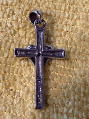 Vintage Stamped 12 925 China Sterling Silver Heart Wrapped Cross Pendant Charm