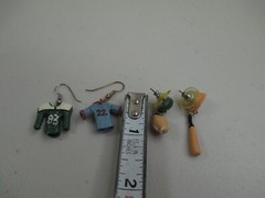 Vintage Sports Earrings hand made polymer clay baseball football