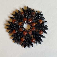Vintage Beaded Medallion Pendant Seed Beads Decor as Pictured Maybe Apple?