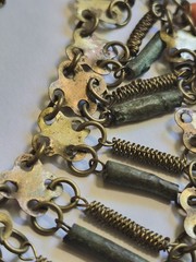 Vintage Egyptian Revival Faience Style Bib Necklace & Bracelet Brass Tone READ