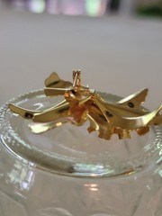 Vtg Gold Tone 2 Inch Iris Orchid Brooch