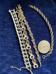 Lot Of 4 Bracelets Avon,Kramer,Coro & Trifari Vintage Gold Tone