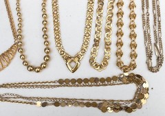Vintage to Now Lot of 8 Gold tone Necklaces – 2 signed Liz Claiborne