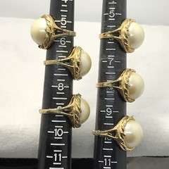 Vintage 18K GE Plated Signed A Faux Pearl Ring varied sizes