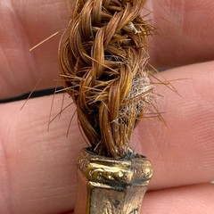 Vintage Victorian Mourning Bracelet Human Hair Intricate Gold Tone 8.5”