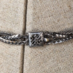 Vintage Jewelry set silvertone braided wheat chain necklace & braclet