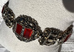 Antique 1906-1910 THEODOR FAHRNER Carnelian & 935 Sterling Silver Bracelet