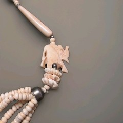 Vintage Carved Elephant BOHO Necklace Ethnic With Circle Pendant