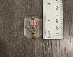 Vintage 1940’s-1950’s Reverse Carved Lucite Purple Violet Brooch Pin