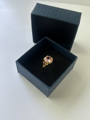 Vintage Pink Cubic Zirconia Ring Gold Plated Womens Size 9.5