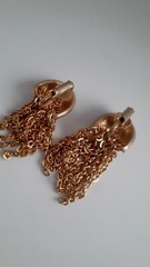 Vintage Tassel Gold tone Chain Dangle/drop Clip on Earrings