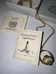 Nantucket Basket 12 Inch Gold Plated Necklace BostonHarbor Lighthouse W/penny!