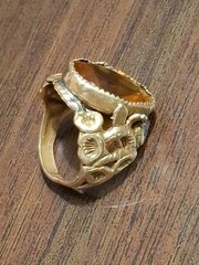 Victorian Ring Brass 1800s Citrine Huge Romantic Era Snake Callalilly Size 6