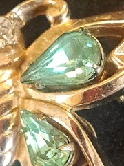Vintage Barclay Silver Tone Uranium Stones Butterfly Brooch