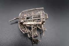 Vtg Brooch Pin Silver 800 Filigree Galleon Masted Ship Brooch Exquisite Detail