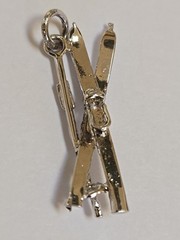 Sterling Silver ~ Snow Skis Charm ~ Fun Winter Sports ~ VINTAGE