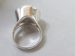VINTAGE STERLING SILVER LARGE 19 MM BY 16 MM CULTURED BAROQUE PEARL RING SIZE 6
