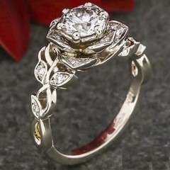 Art Deco 2Ct Lab Created Diamond Flower Solitaire Engagement Ring 925 Silver