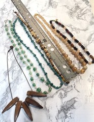 Vintage Necklace Choker Lot Art Glass Wood Milky Lucite Boho Chic More Lot of 6