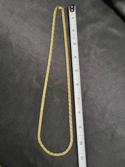 Vintage Yellow Gold Tone Textured Solid Nugget Link Chain Necklace Unisex Boho