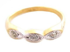 Vintage Yellow & White Gold Plated Leaves 14K GE ESPO Clear Stone Band Ring