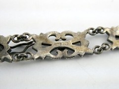 Vintage Sterling Silver Ornate Link Motif Bracelet Marcasite Accents 6.5In 13.9g