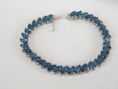 Sterling Silver 925 Natural Heated London Blue Topaz Tennis Bracelet 7.5″