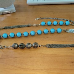 Vintage Turquoise Blue Mixed Media Bead Chain Necklace 48in 82g Boho