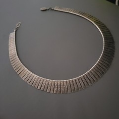 Vintage Cleopatra Egyptian Revival Choker Silver Tone Statement Necklace