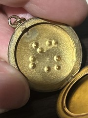 Victorian 7.3g W&H Nouveau Gold Filled Paste Stone Fleur De Lis Locket Pendant